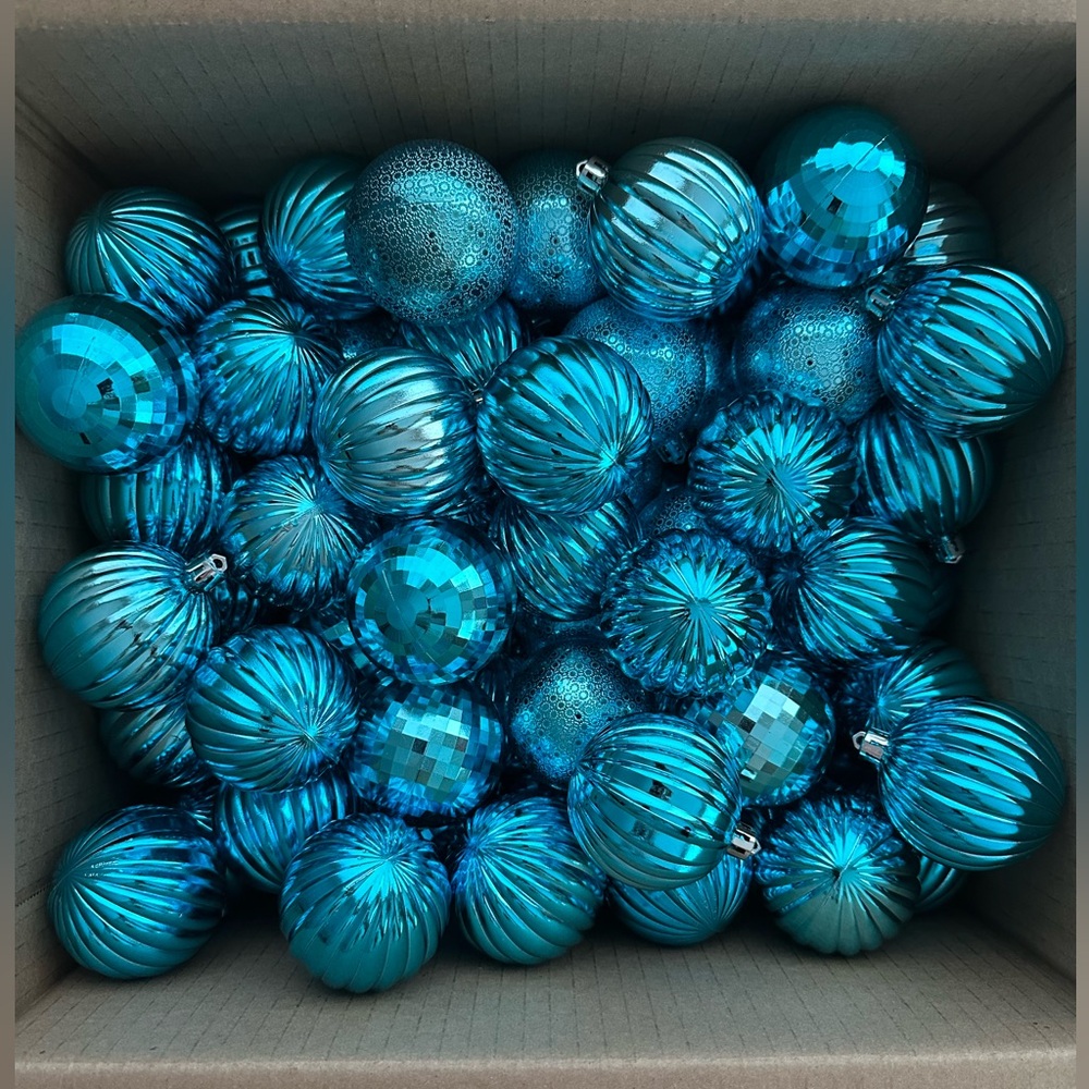 Festive Shatter Proof Christmas Ornament ~ Box of 92